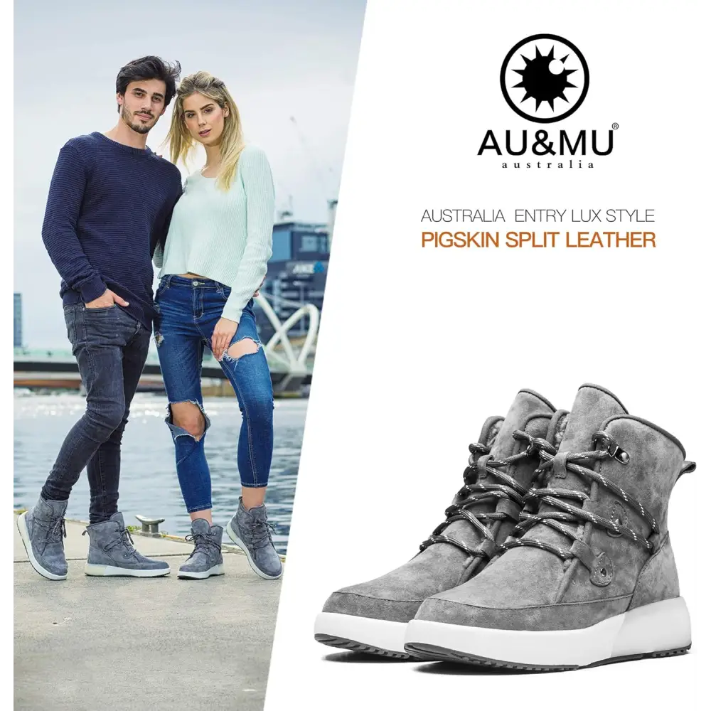 AUMU Taurus Leather Metal Buckle Brass Eyelets Suede Upper Laces Winter Snow Boots…