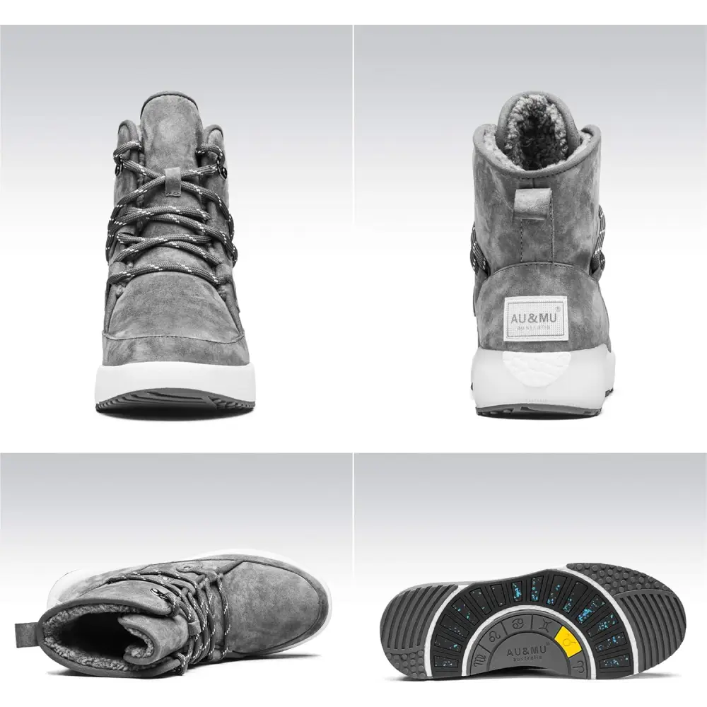 AUMU Taurus Leather Metal Buckle Brass Eyelets Suede Upper Laces Winter Snow Boots…