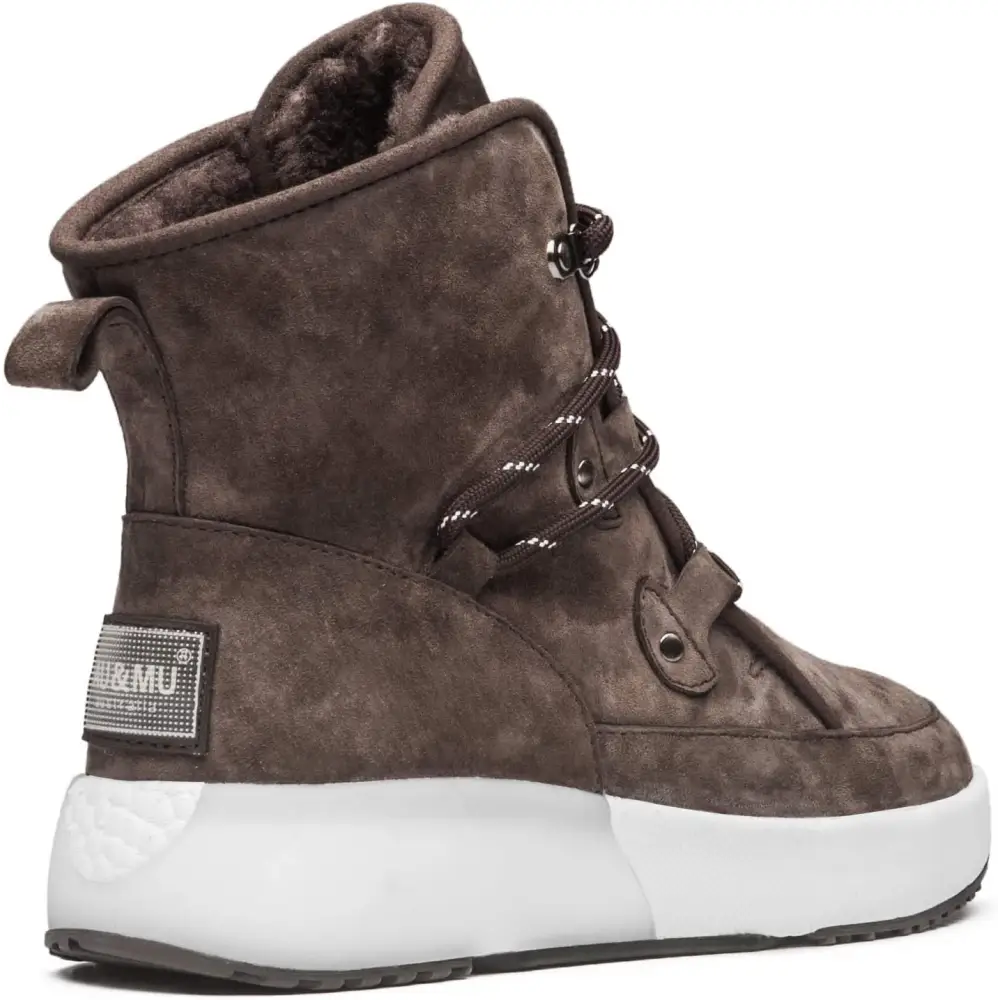 AUMU Taurus Leather Metal Buckle Brass Eyelets Suede Upper Laces Winter Snow Boots…