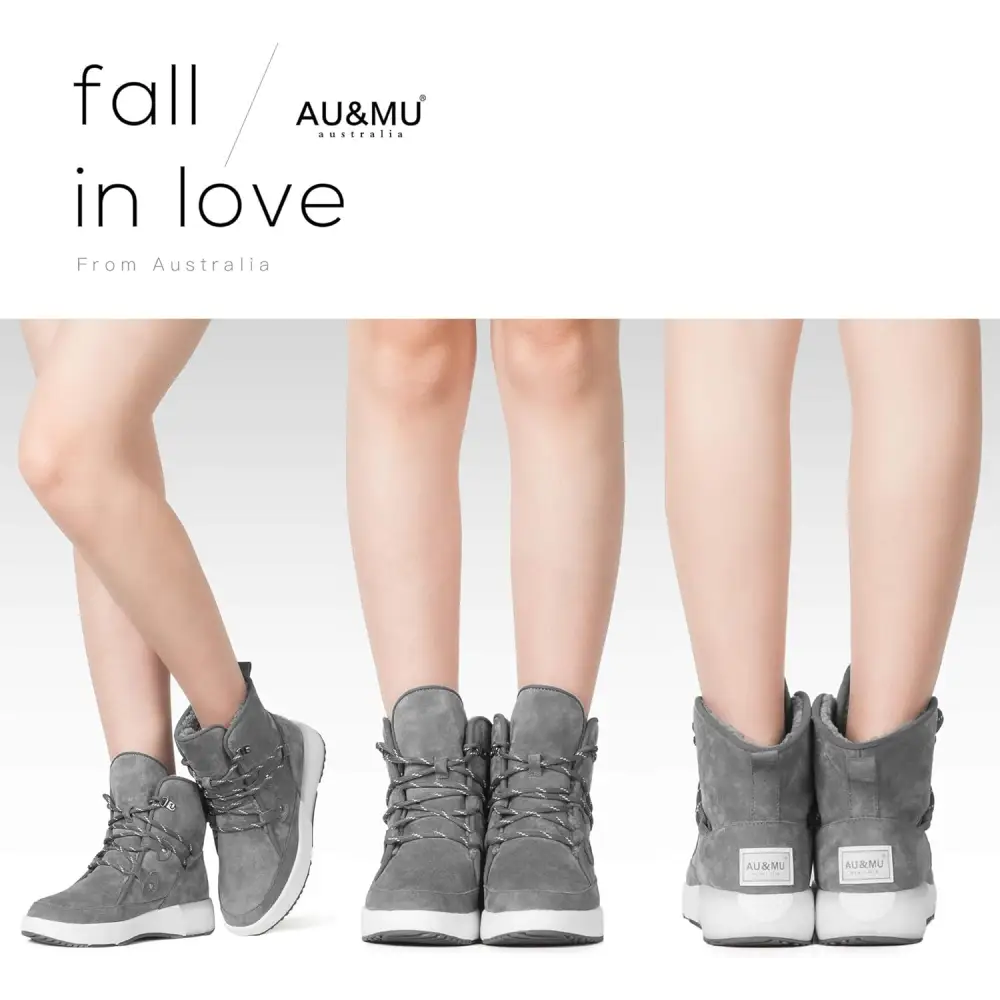 AUMU Taurus Leather Metal Buckle Brass Eyelets Suede Upper Laces Winter Snow Boots…