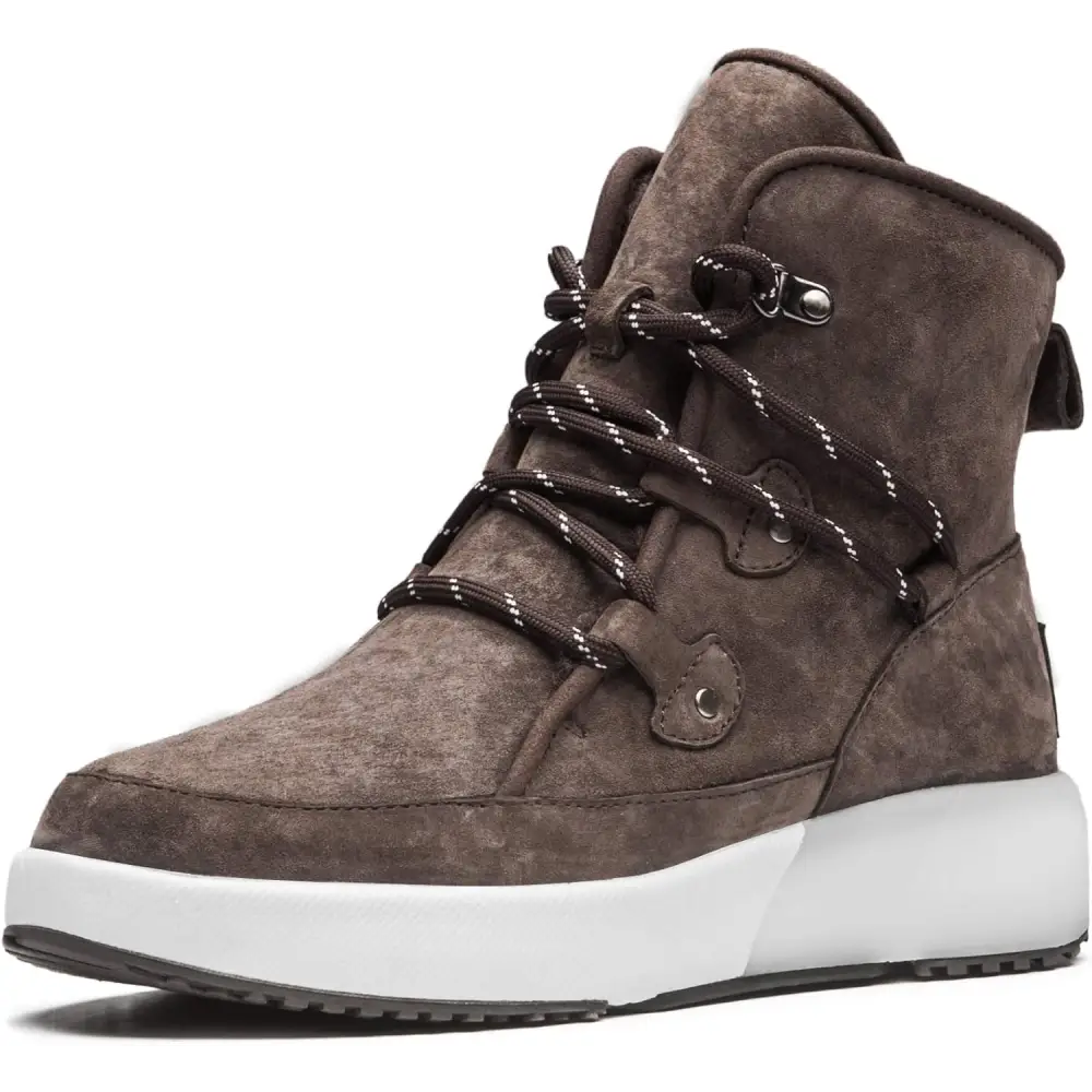 AUMU Taurus Leather Metal Buckle Brass Eyelets Suede Upper Laces Winter Snow Boots… - Chocolate / 7