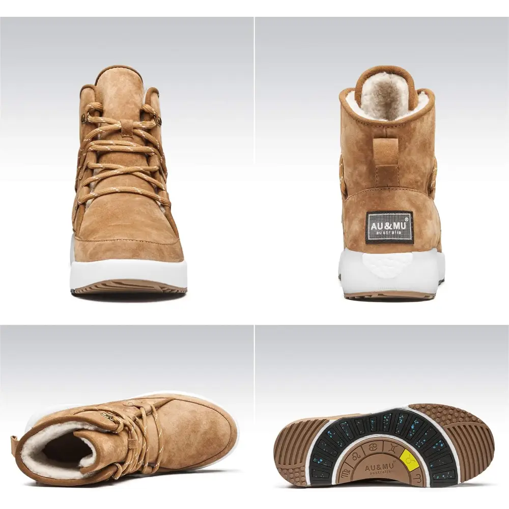AUMU Taurus Leather Metal Buckle Brass Eyelets Suede Upper Laces Winter Snow Boots…