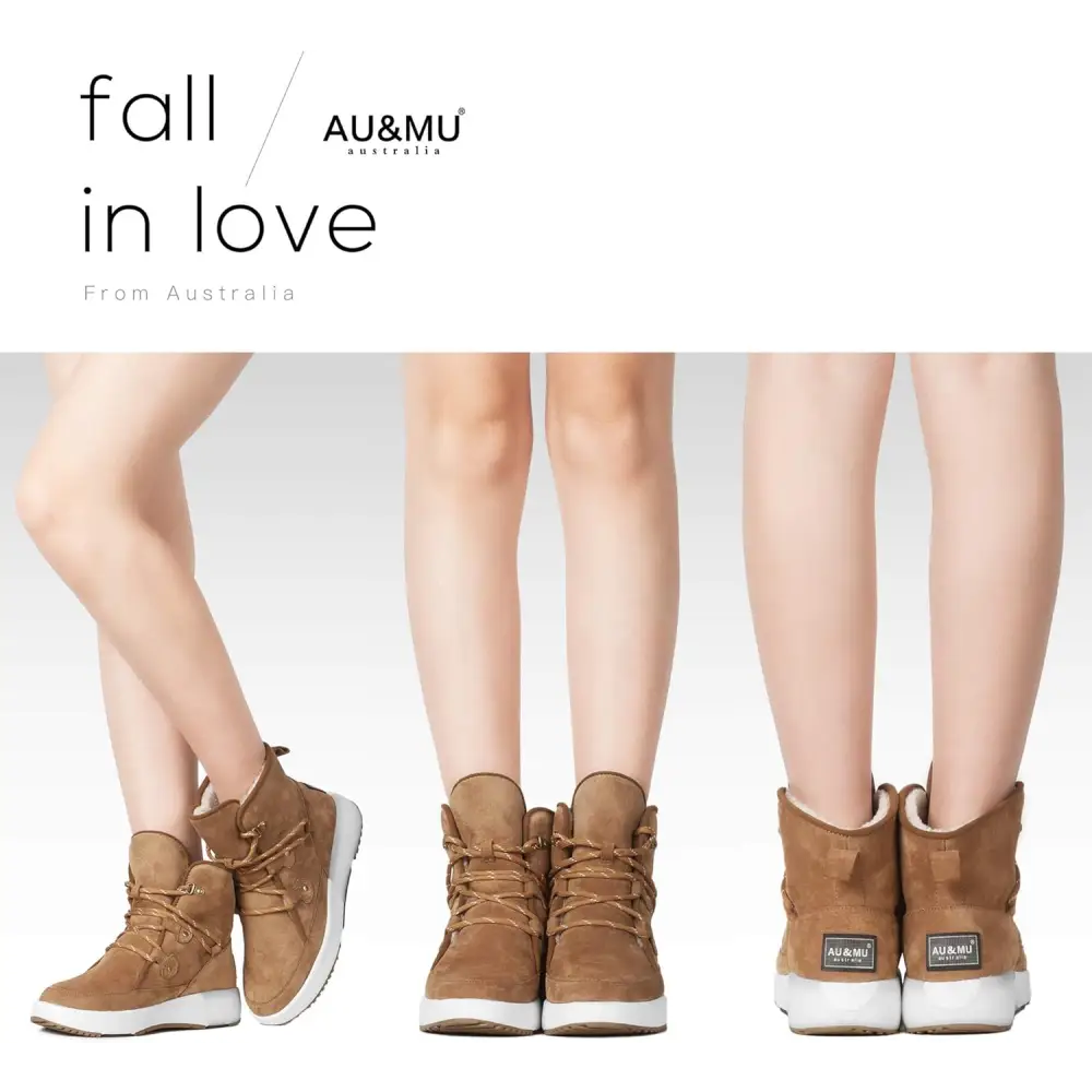 AUMU Taurus Leather Metal Buckle Brass Eyelets Suede Upper Laces Winter Snow Boots…