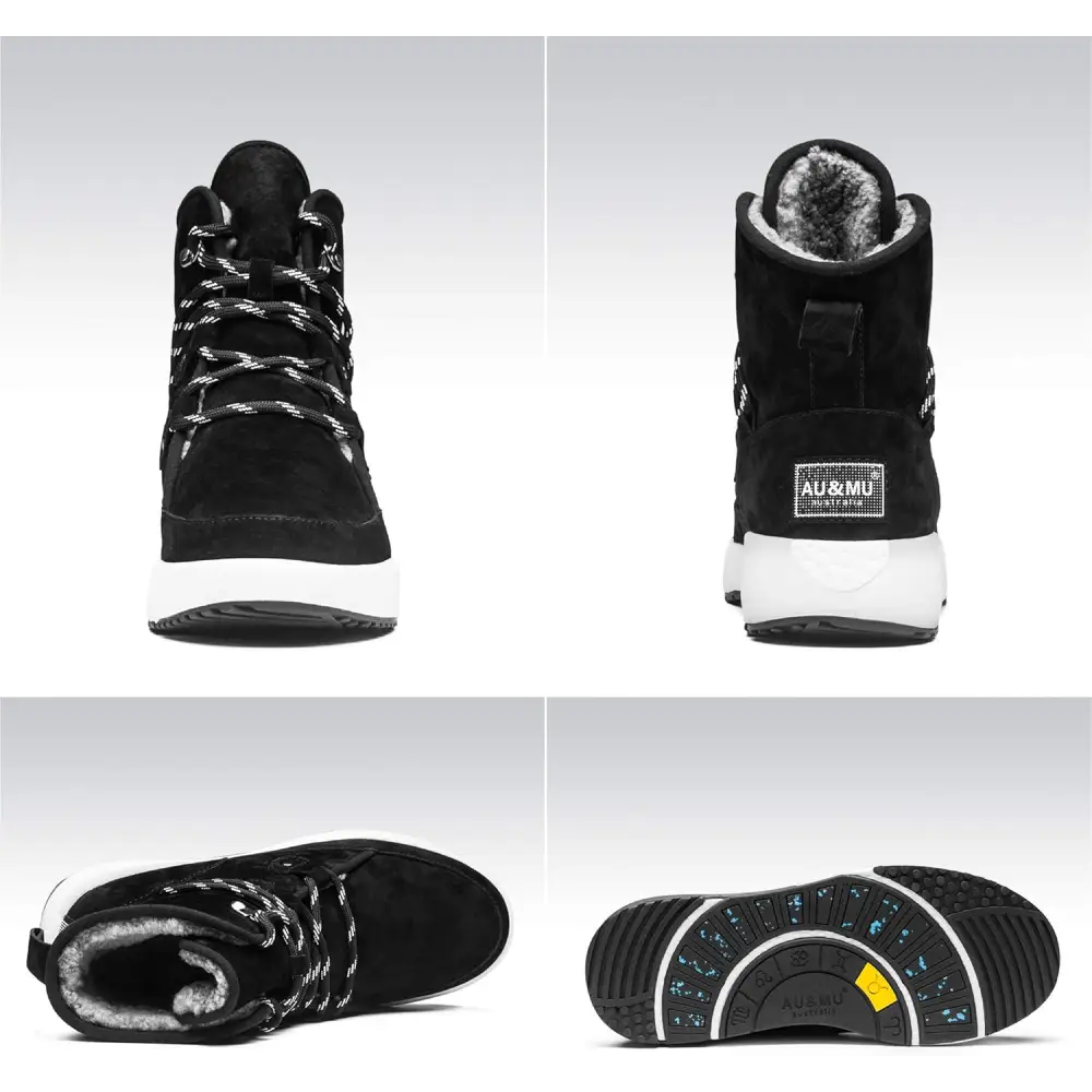 AUMU Taurus Leather Metal Buckle Brass Eyelets Suede Upper Laces Winter Snow Boots…