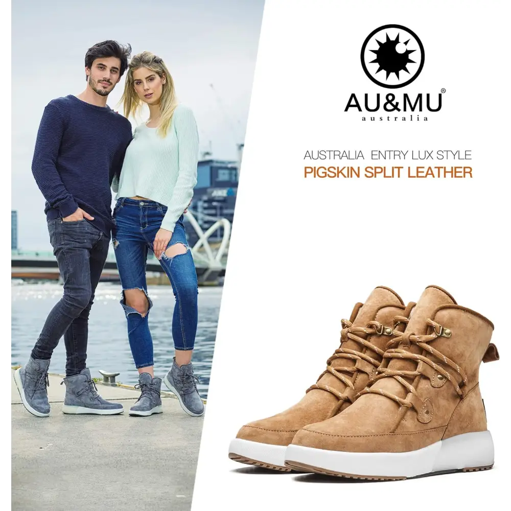 AUMU Taurus Leather Metal Buckle Brass Eyelets Suede Upper Laces Winter Snow Boots…