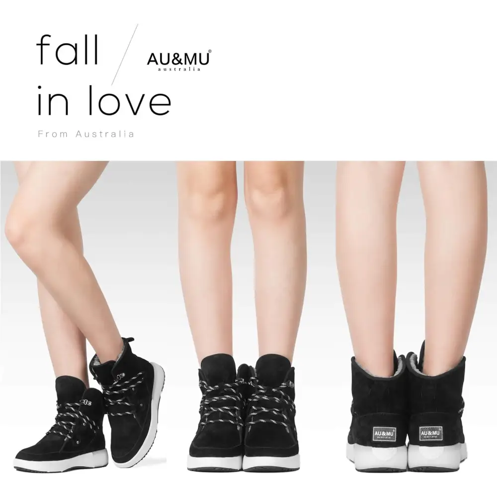 AUMU Taurus Leather Metal Buckle Brass Eyelets Suede Upper Laces Winter Snow Boots…