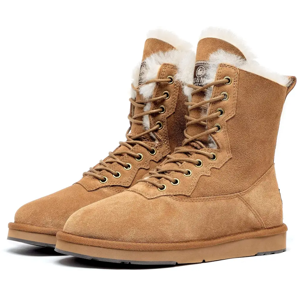 AUMU Women’s Classic Casual Style Sheepskin Suede Winter Snow Boots