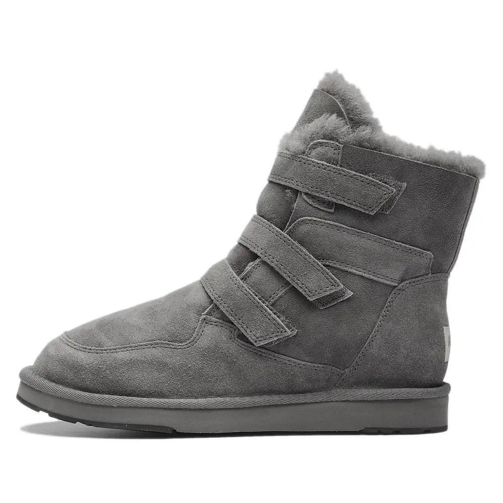 AUMU Women’s Full Fur Sheepskin Suede Winter Snow Boots - 4 Wide / Grey