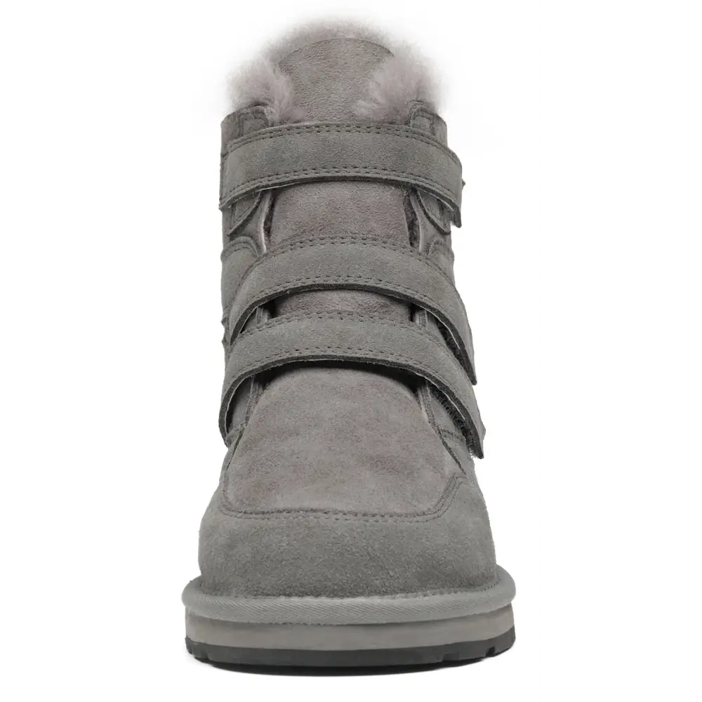 AUMU Women’s Full Fur Sheepskin Suede Winter Snow Boots - 4 Wide / Grey
