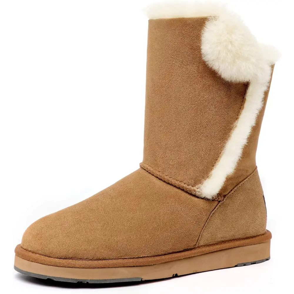 AUMU Women’s National Style Matin Classic Style Sheepskin Suede Fashion Snow Warm Boot - Chestnut / 5