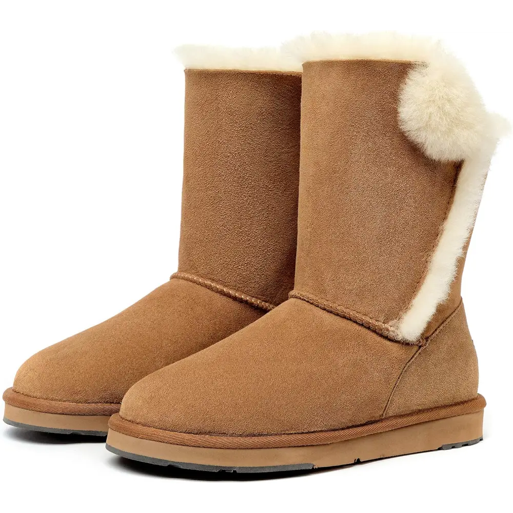 AUMU Women’s National Style Matin Classic Style Sheepskin Suede Fashion Snow Warm Boot