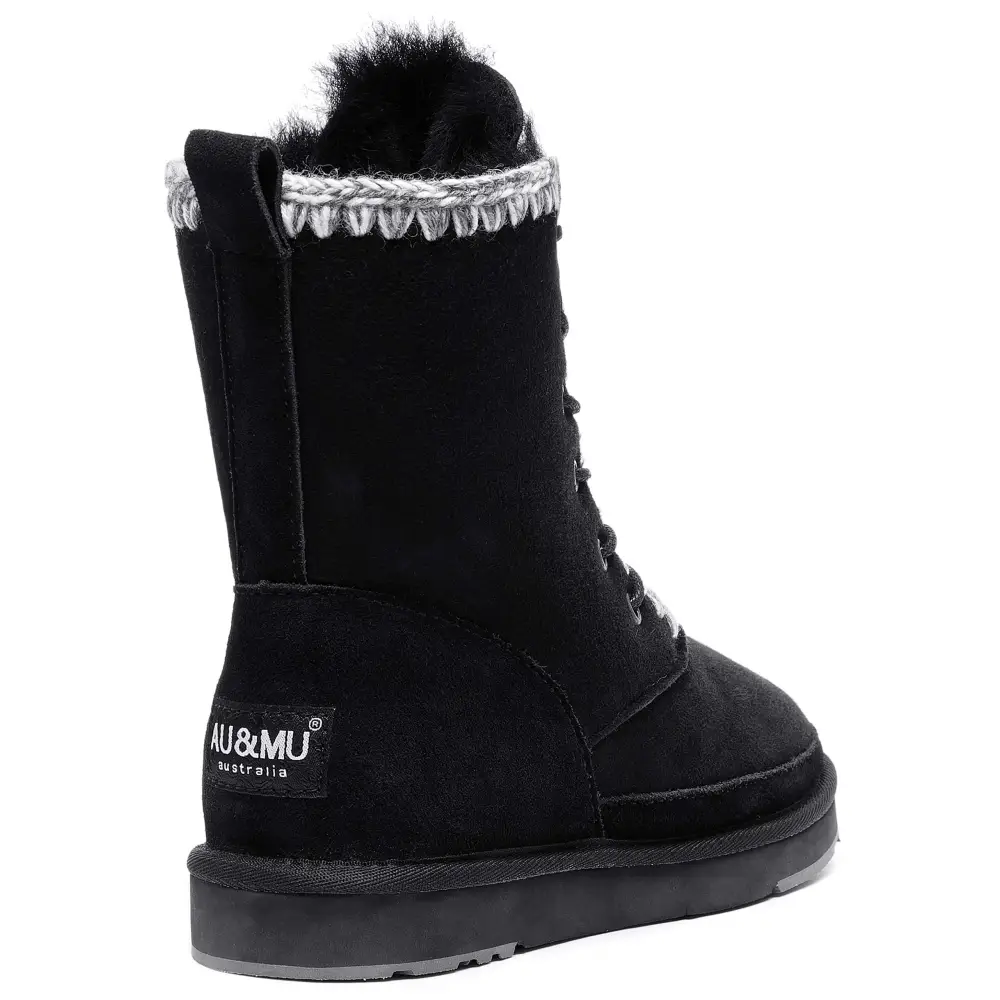 AUMU Women’s National Style Matin Classic Style Sheepskin Suede Winter Snow Boots