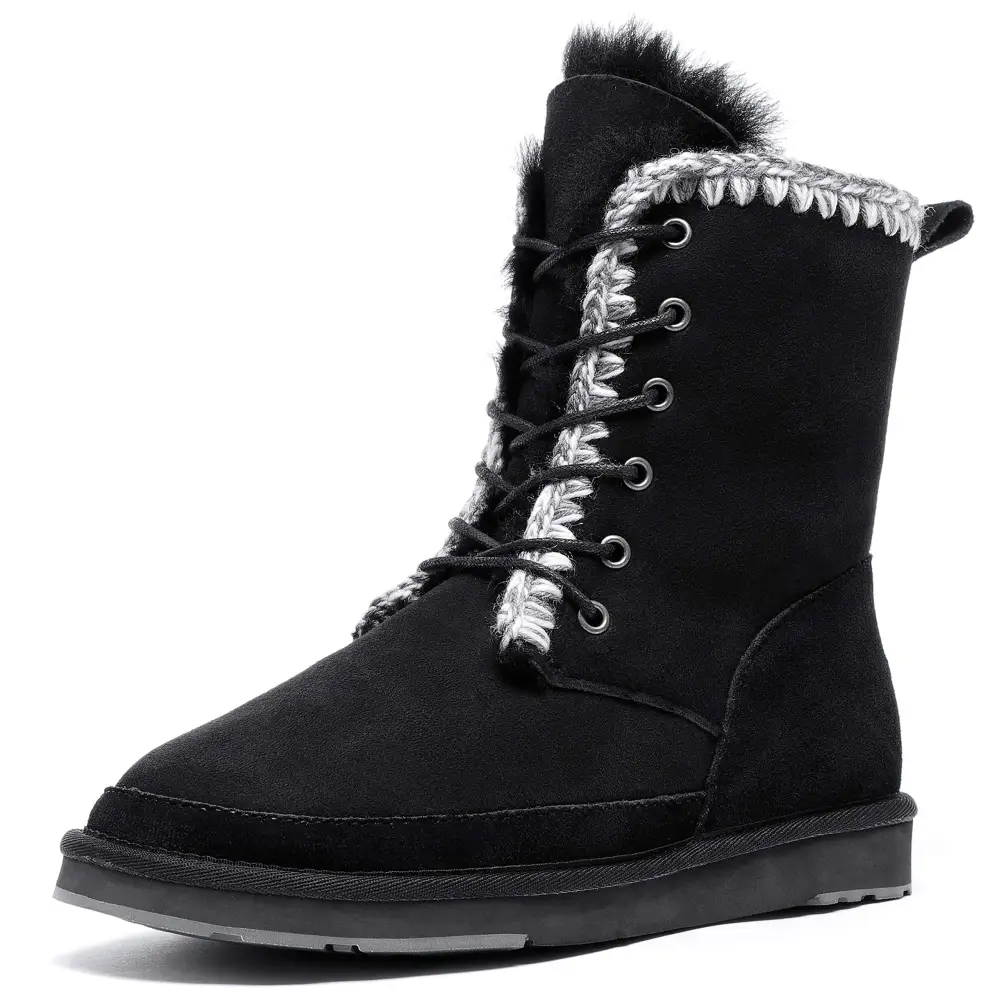 AUMU Women’s National Style Matin Classic Style Sheepskin Suede Winter Snow Boots
