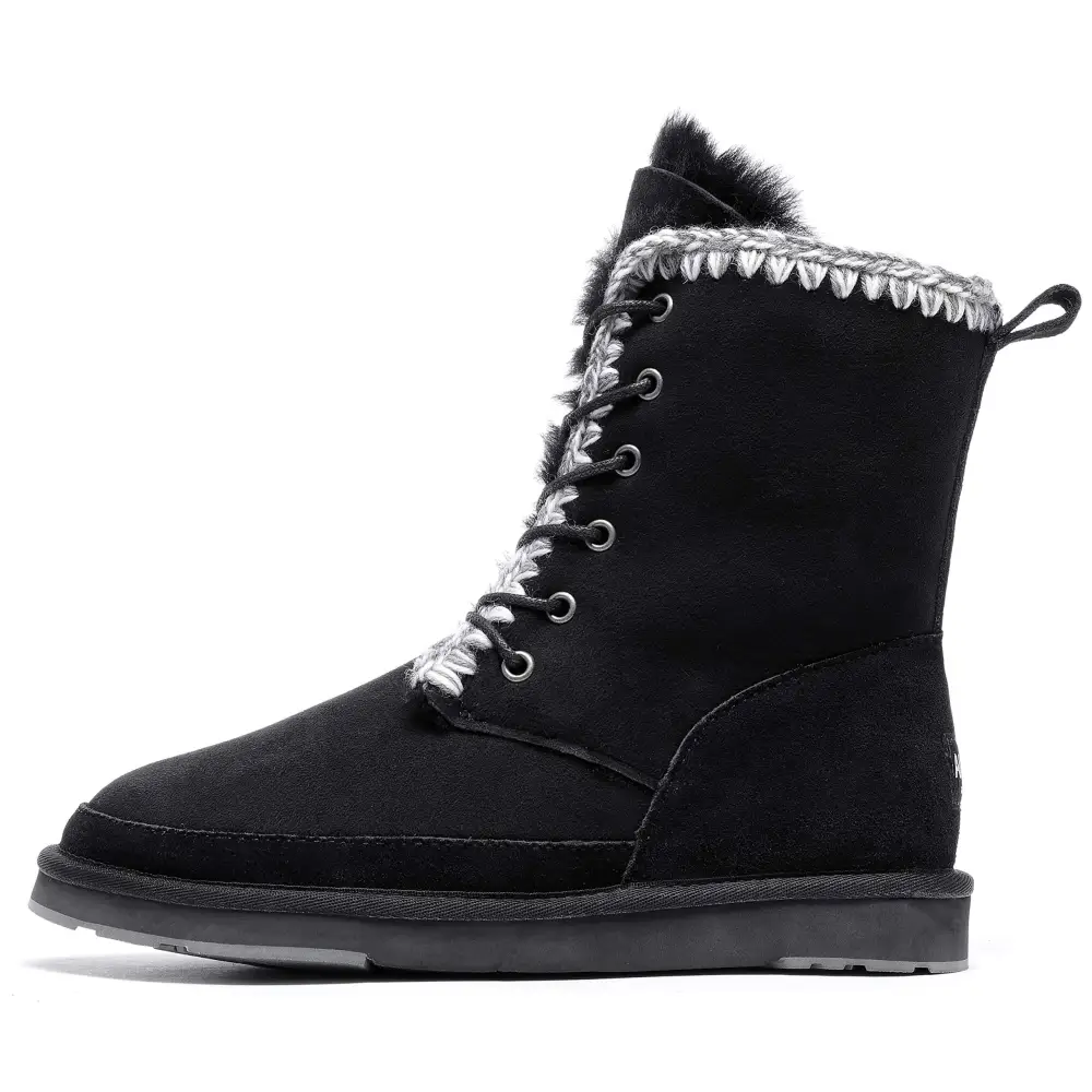 AUMU Women’s National Style Matin Classic Style Sheepskin Suede Winter Snow Boots
