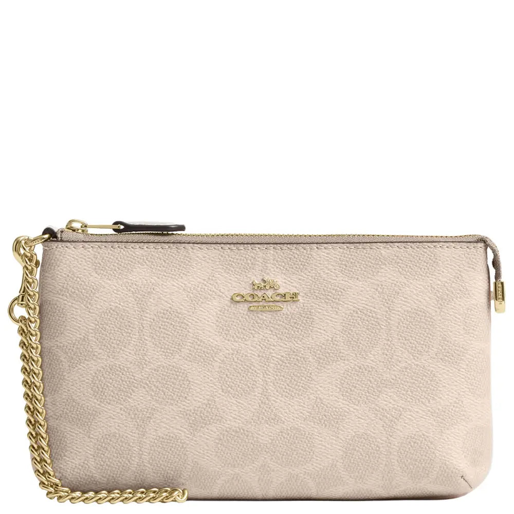 Coach Large Wristlet W Chain - One Size / Sand/Chalk