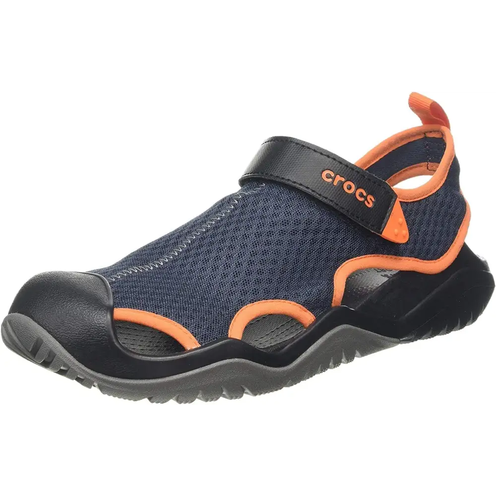 Crocs Men’s Swiftwater Mesh Deck Sandals - Blue Navy Tangerine 4v9 / 8