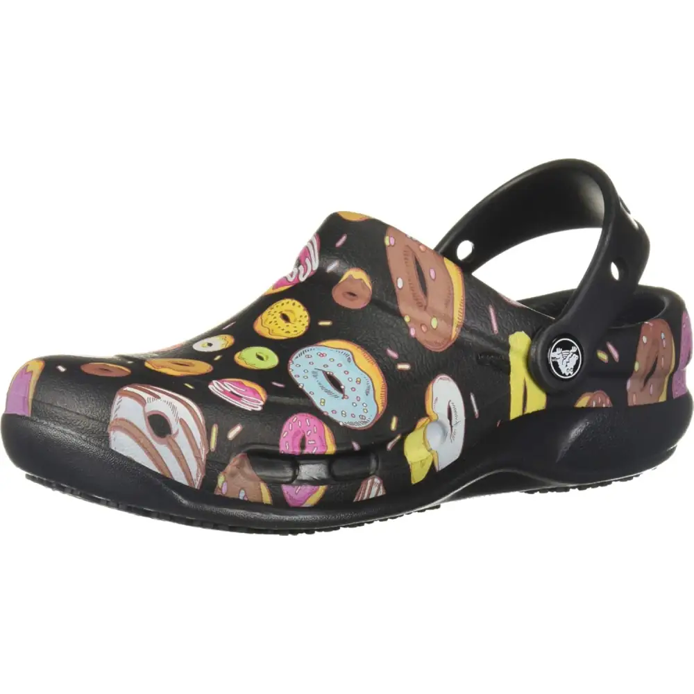 Crocs Unisex Adult Bistro Graphic Clogs - Black/Multi Donuts / 7 Women/5 Men