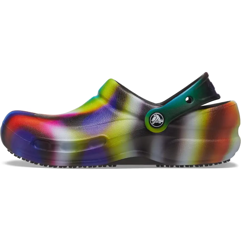 Crocs Unisex Adult Bistro Graphic Clogs - Neon Multi/Black Solarized Tie-dye / 6 Women/4 Men