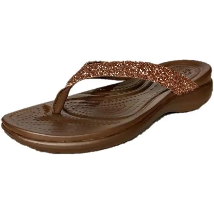 Crocs Women’s Capri V Diamante Flip - Bronze / 10-11 Years, 4 UK, 22.5 cms (J4)