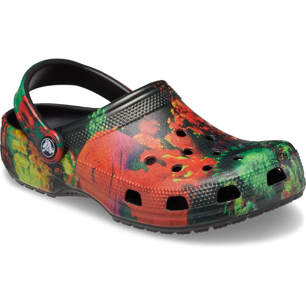 Crocs Women’s Classic Marbled Tie-dye Clogs - Multi/Black / 10 Women/8 Men
