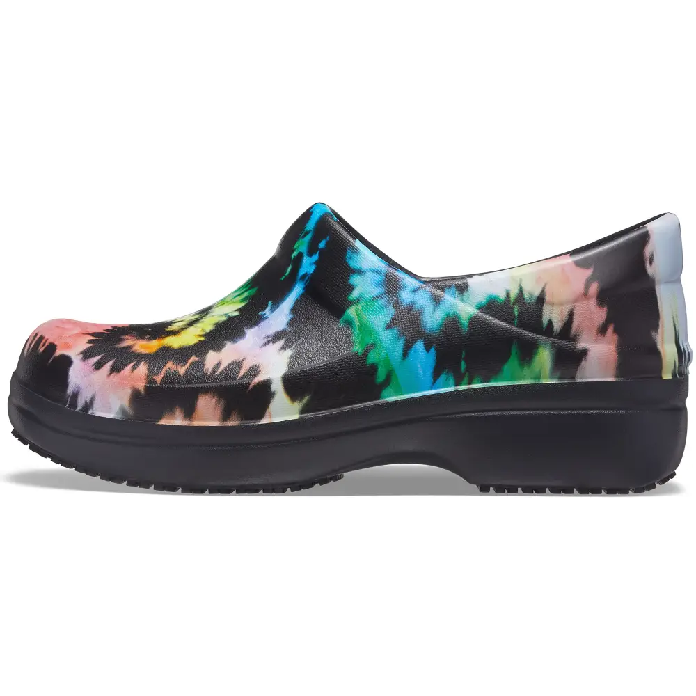 Crocs Women’s Neria Pro II Clogs Slip Resistant Work Shoes for Women - 6 / Black/Tie-dye