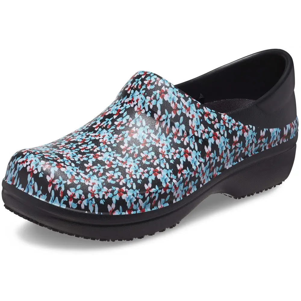 Crocs Women’s Neria Pro II Clogs Slip Resistant Work Shoes for Women - 5 / Black/Ice Blue